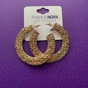 Bundle 3 pairsfor $12.  Fashion Nova Large Gold  Tone Hoop Earrings.